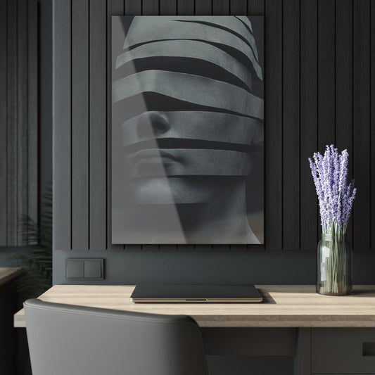 ColorFlow | Abstract Split Face Sculpture Metal Art Print | Modern Minimal Artwork | Contemporary Wall Decor | Dark Aesthetic Art