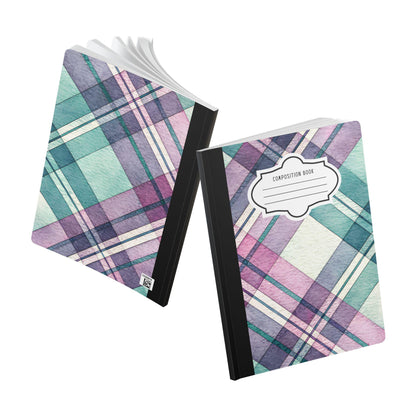 Pastel Plaid Composition Notebook | Watercolor Journal, College Ruled Stationery