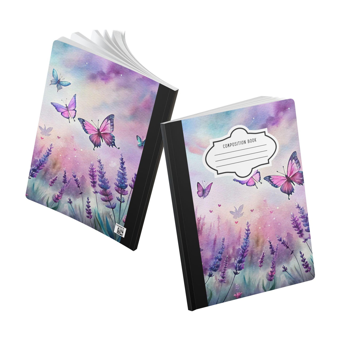 Lavender Butterfly Meadow Notebook | Pastel Sky Floral Journal (College Ruled)