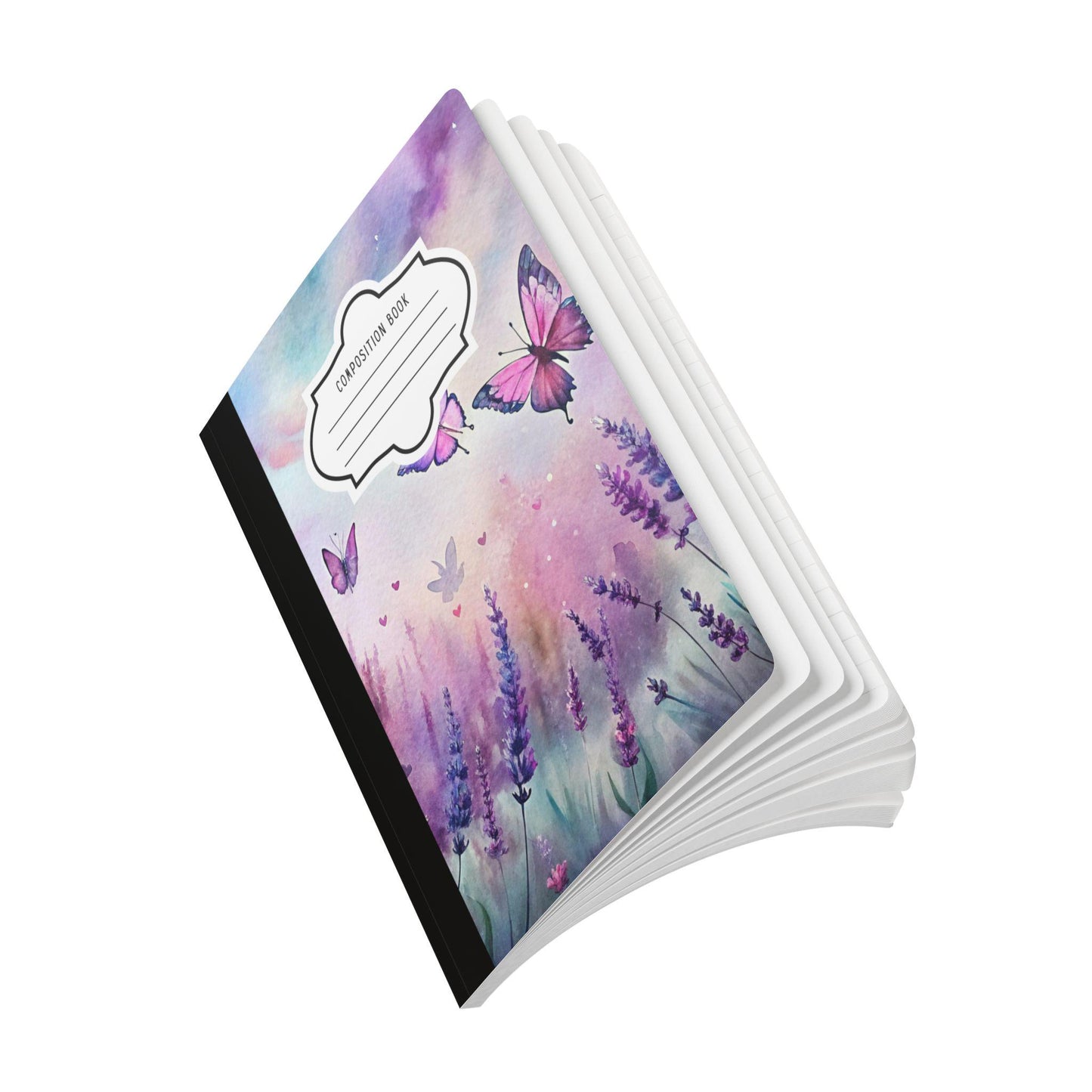 Lavender Butterfly Meadow Notebook | Pastel Sky Floral Journal (College Ruled)