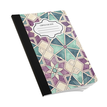 Moroccan Star Composition Notebook | Lilac Teal Ivory Geometric Journal