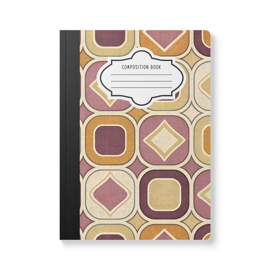 Retro Mod Composition Notebook | Vintage Geometric College Ruled Journal