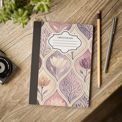 Blush Floral Composition Notebook | College Ruled Journal, Elegant Writing Notebook