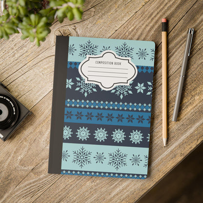 Striped Snowflake Composition Notebook | College Ruled Journal for School, Office, Writing