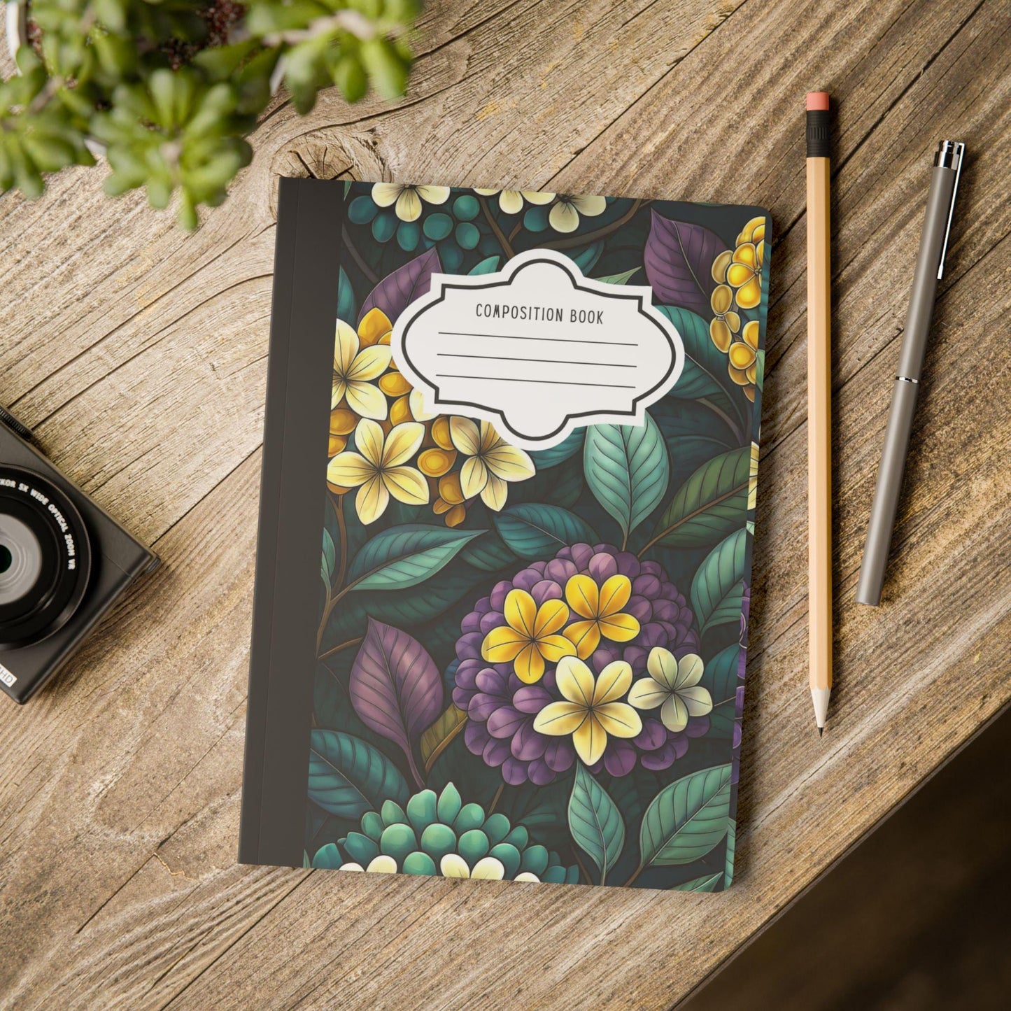 Floral Composition Notebook | Watercolor Hydrangea Garden Journal (College-Ruled)