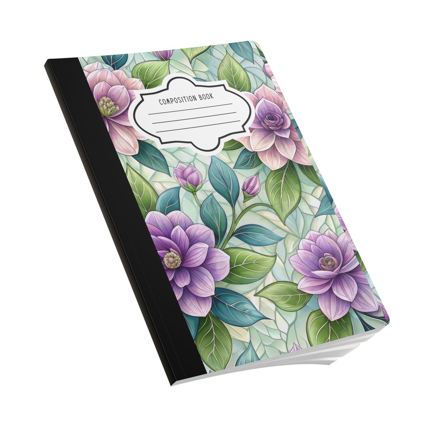 Pastel Floral Composition Notebook | Soft Watercolor Garden Journal, College-Ruled Pages