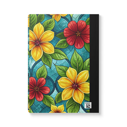 Aqua Blossom Garden Composition Notebook | Stained Glass Floral Journal for School