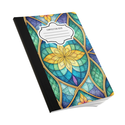 Stained Glass Lotus Composition Notebook | Colorful Floral Journal for School Work