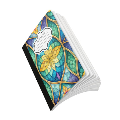 Stained Glass Lotus Composition Notebook | Colorful Floral Journal for School Work