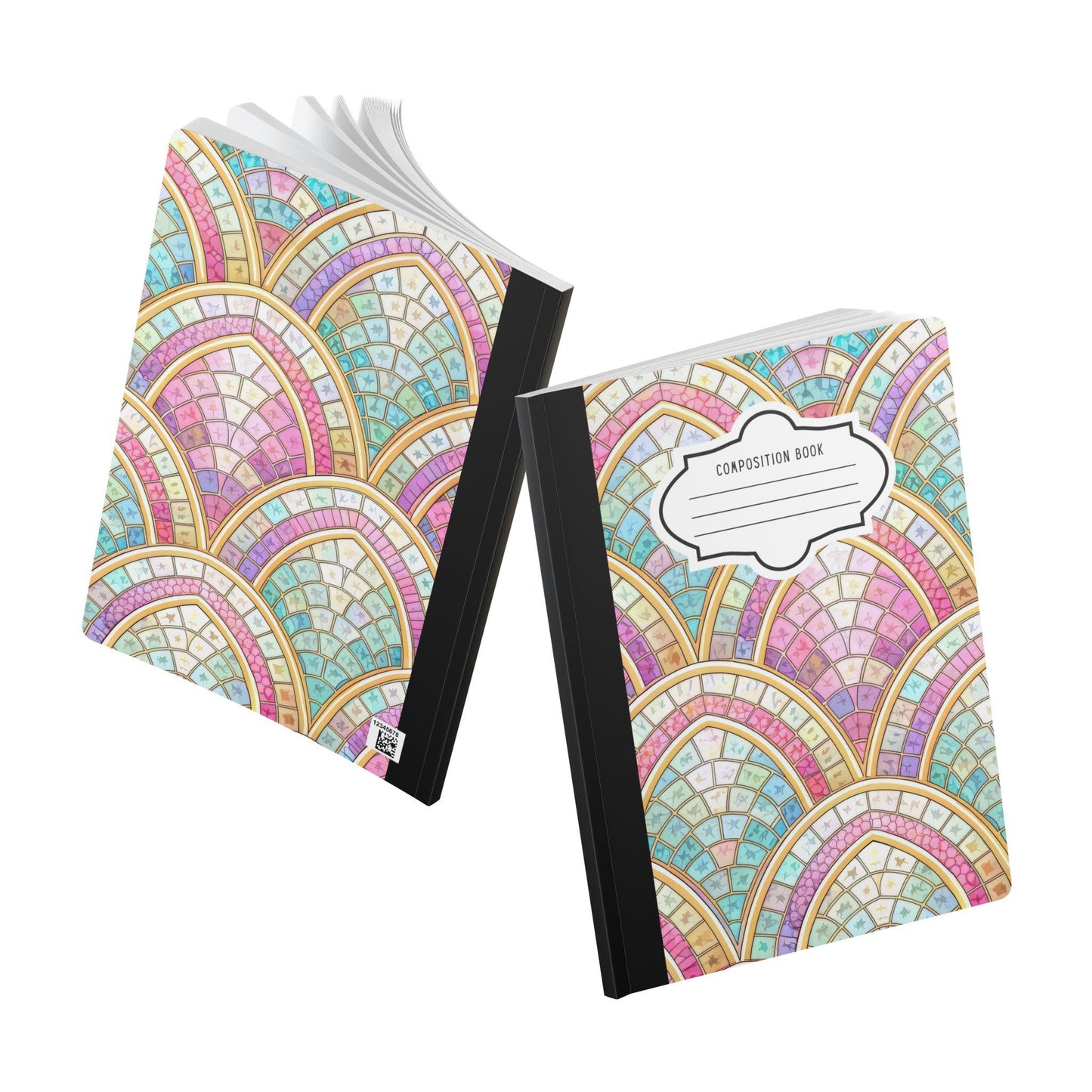 ColorFlow | Pastel Mosaic Arch Pattern Composition Notebook | Colorful Geometric Journal for School and Work