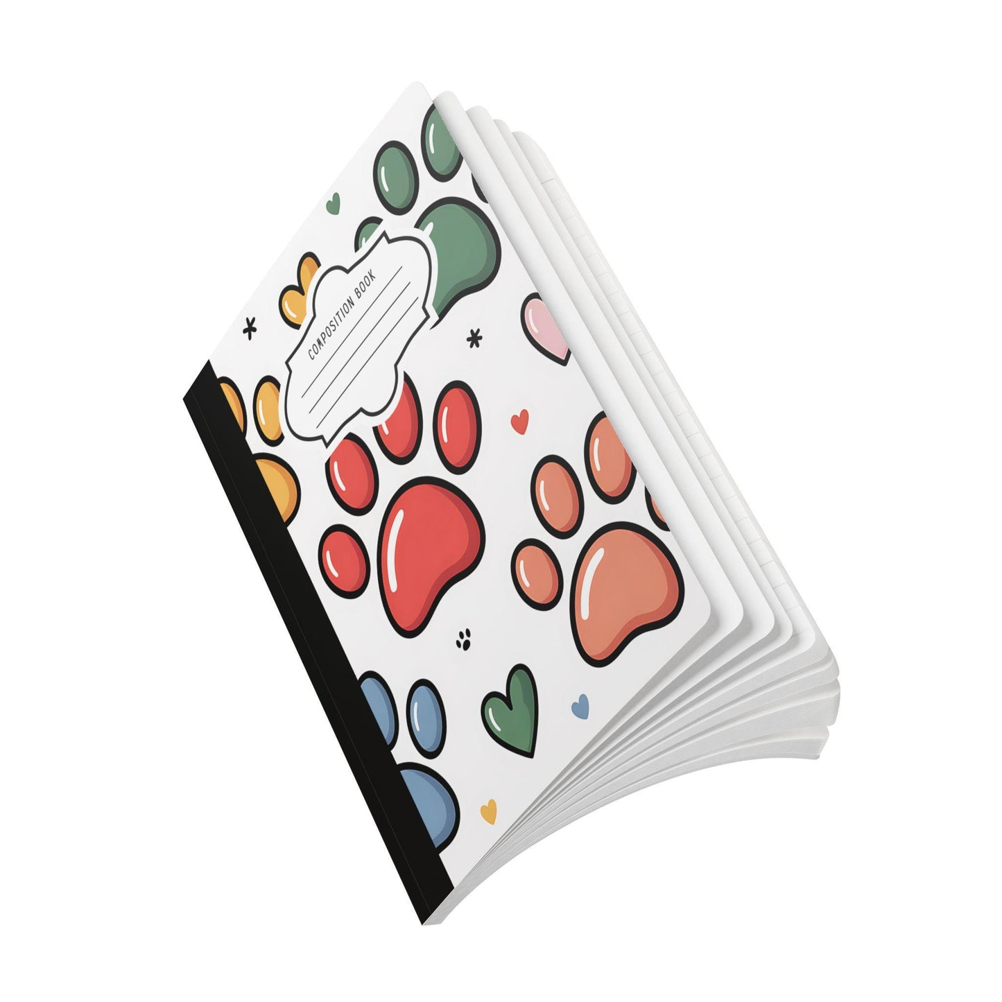 ColorFlow | Cute Paw Print Hearts Composition Notebook College Ruled Journal for Students Writing School Notes Journaling
