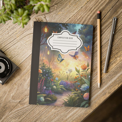 Enchanted Butterfly Composition Notebook | Magical Garden Journal, Watercolor Art Book