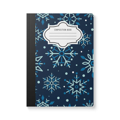 Dark Blue Snowflake Composition Notebook | College Ruled Journal for School, Office, Writing