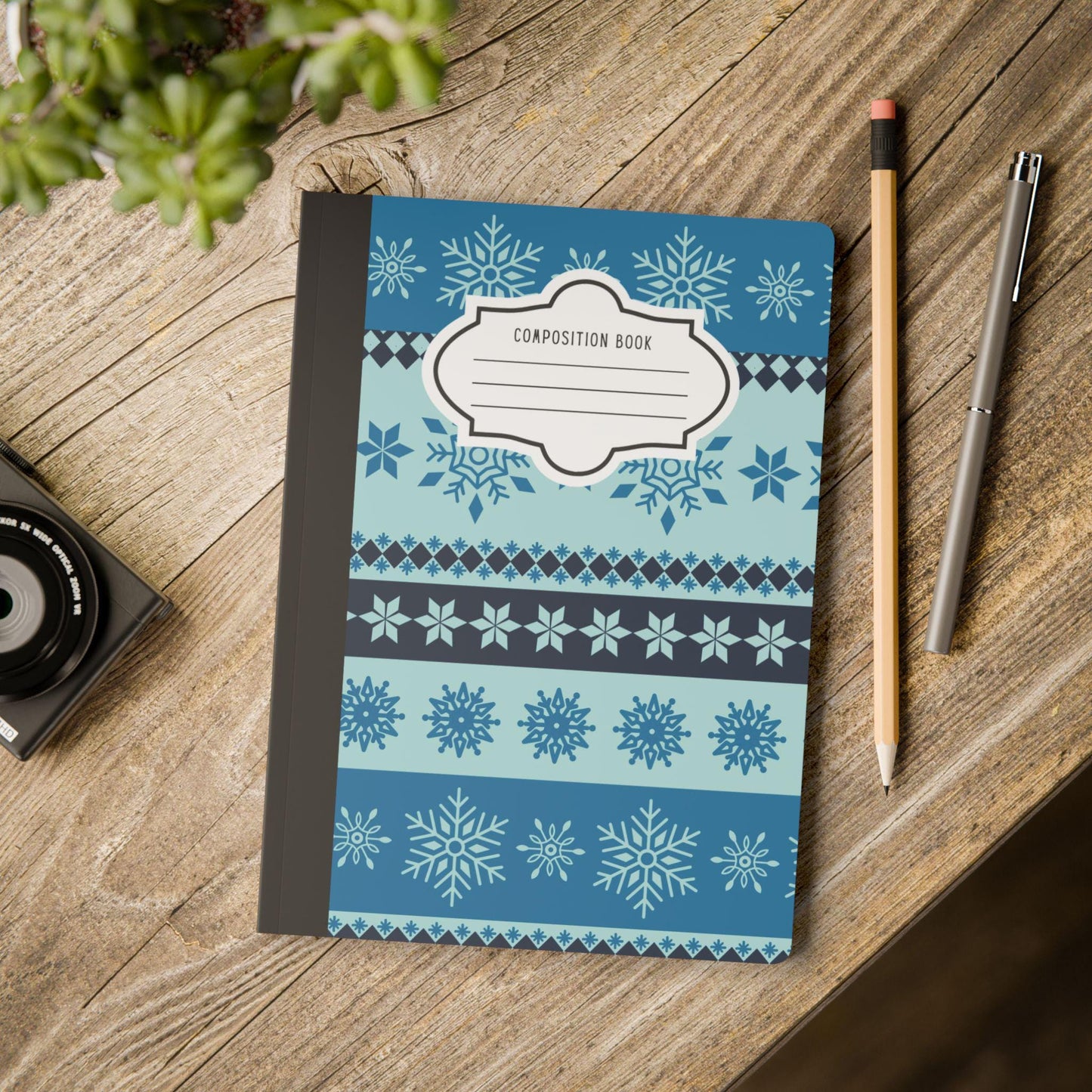 Light Blue Snowflake Composition Notebook | College Ruled Journal for School, Office Writing