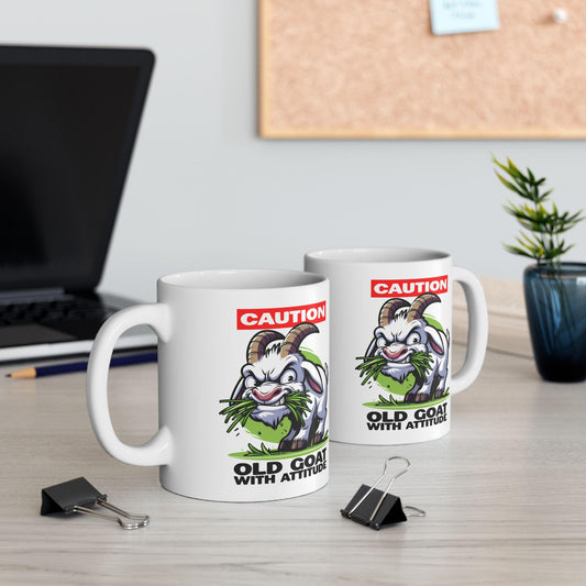 Caution Goat Mug | Funny Animal Coffee Cup | 15oz Ceramic Mug