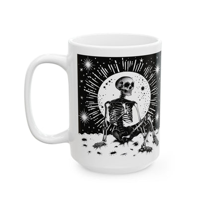 Celestial Skeleton Mug | Gothic Moon Cosmic Ceramic Coffee Cup