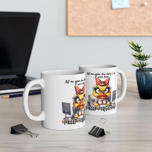Funny Office Mug | Grumpy Duck "I Keep Forgetting" 15 oz Coffee Cup