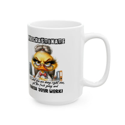 Funny Office Mug | Procrastinate Finish Work | 15 oz Ceramic Coffee Cup