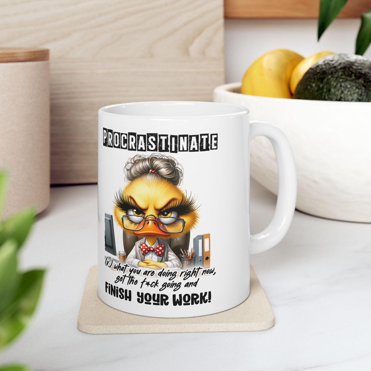 Funny Office Mug | Procrastinate Finish Work | 15 oz Ceramic Coffee Cup