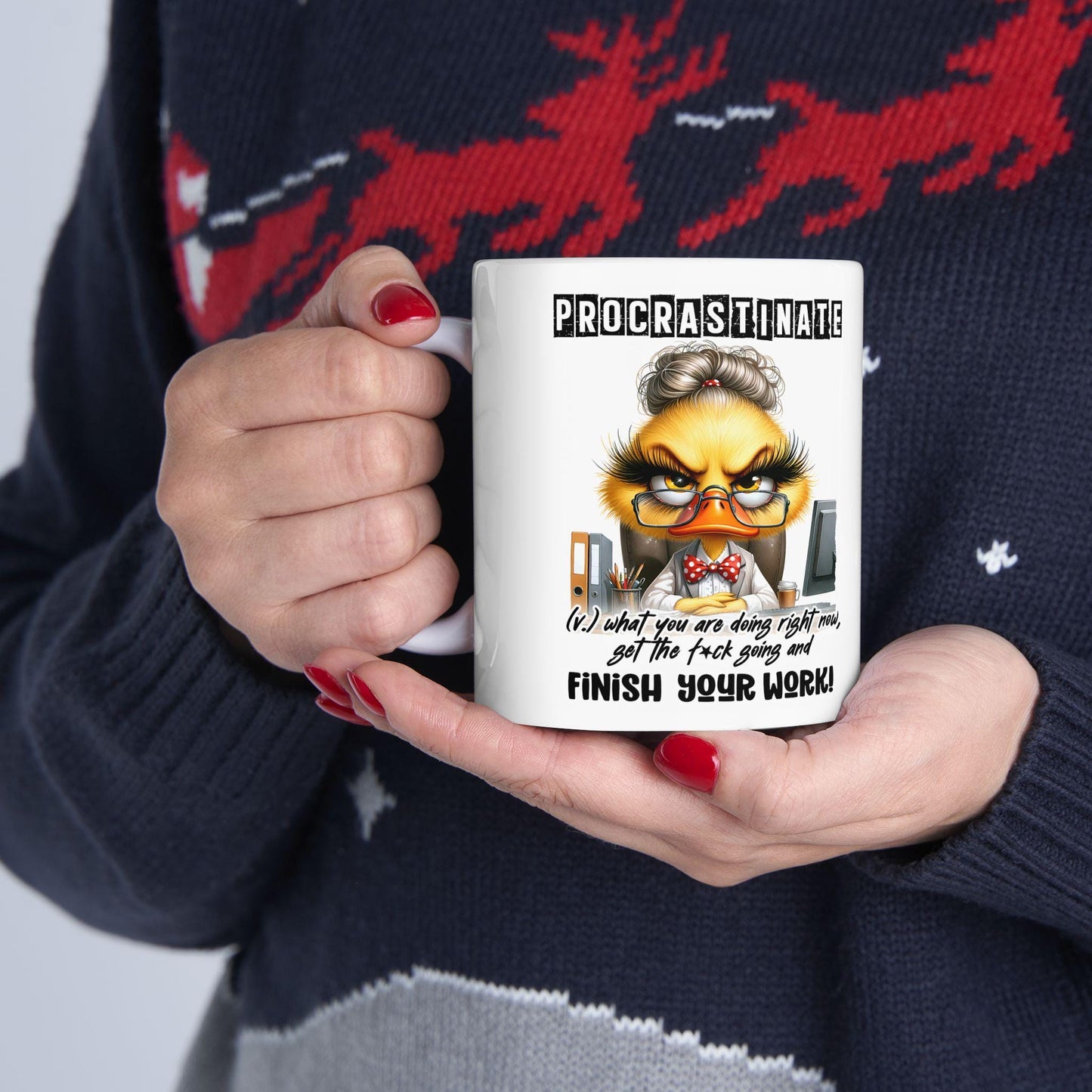 Funny Office Mug | Procrastinate Finish Work | 15 oz Ceramic Coffee Cup
