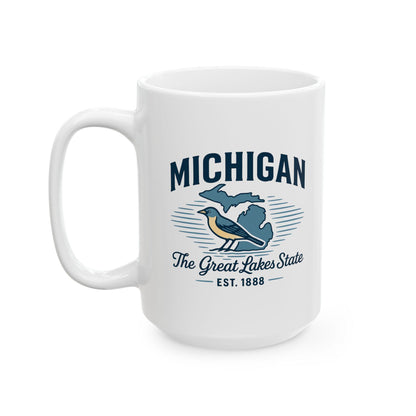 Michigan Great Lakes State Mug | Ceramic Coffee Cup with Bird Design