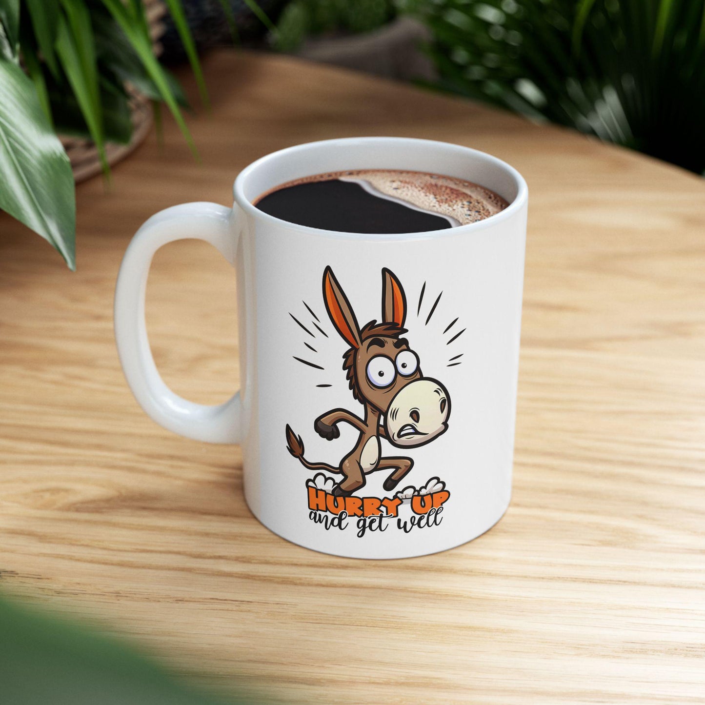 Funny Donkey Get Well Mug | Humorous Cartoon Coffee Cup (15 oz)