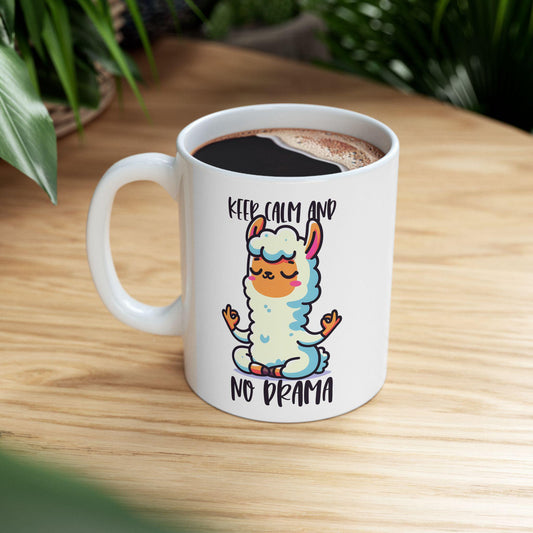 Funny Llama Mug | Meditating Llama, Zen Coffee Cup, 15oz Ceramic (Dishwasher Safe)