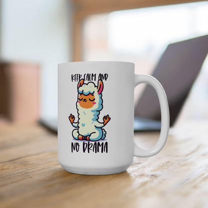 Funny Llama Mug | Meditating Llama, Zen Coffee Cup, 15oz Ceramic (Dishwasher Safe)
