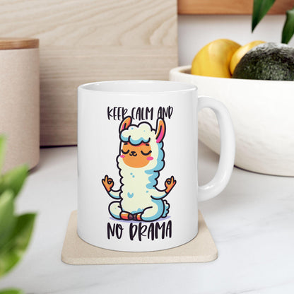 Funny Llama Mug | Meditating Llama, Zen Coffee Cup, 15oz Ceramic (Dishwasher Safe)