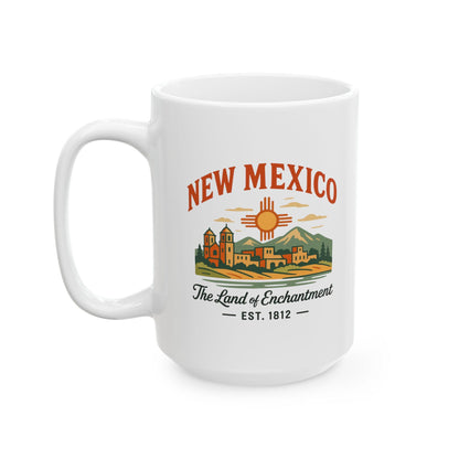 New Mexico Land of Enchantment Ceramic Mug | Southwest Desert Coffee Cup (15oz)