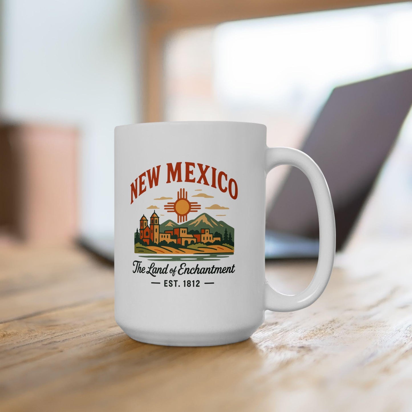 New Mexico Land of Enchantment Ceramic Mug | Southwest Desert Coffee Cup (15oz)