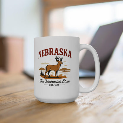 Nebraska Cornhusker State Mug | Deer Prairie Ceramic Coffee Cup