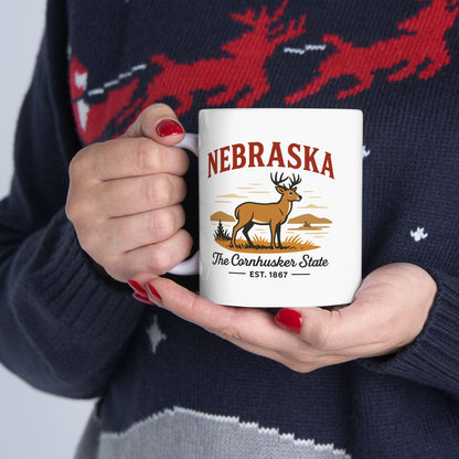Nebraska Cornhusker State Mug | Deer Prairie Ceramic Coffee Cup