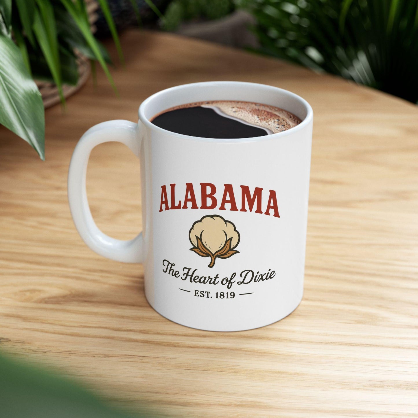 Alabama Heart of Dixie Mug | Vintage Cotton Ceramic Coffee Cup (15oz)