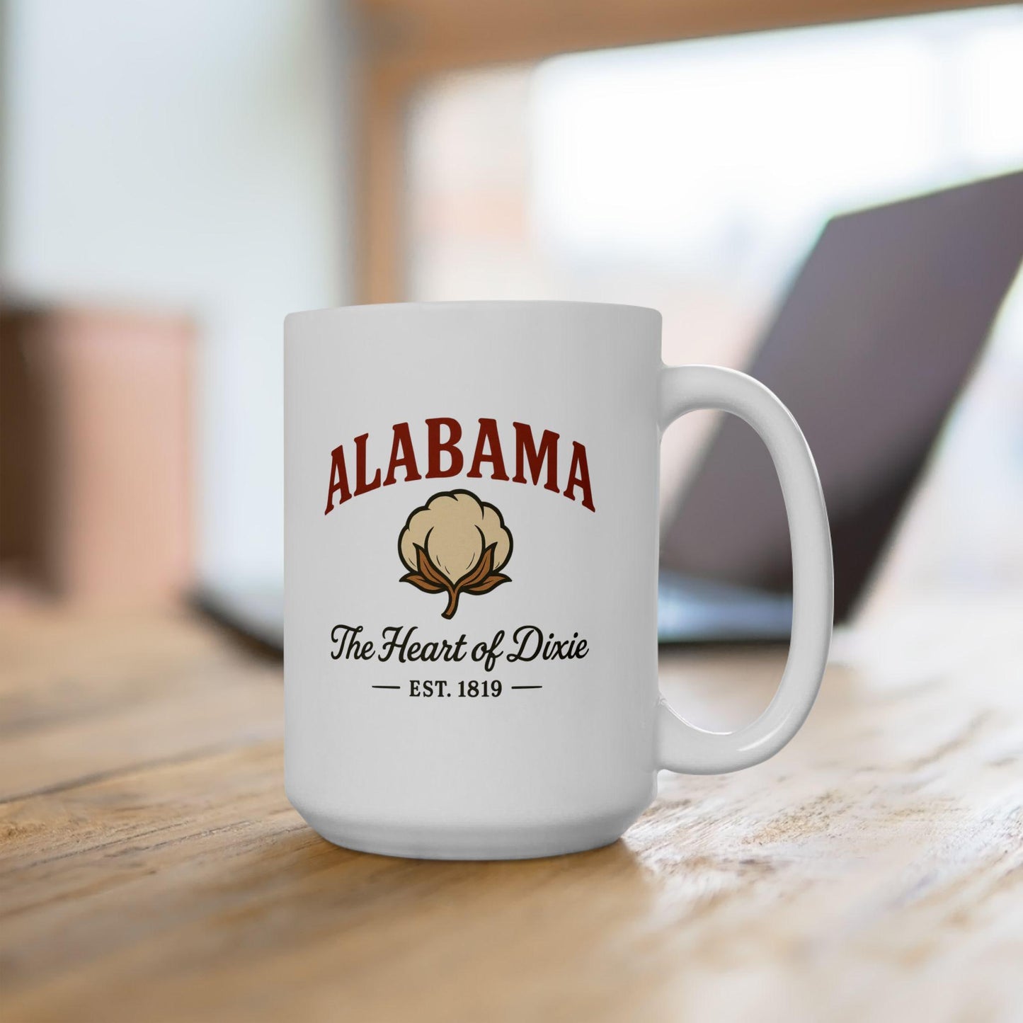 Alabama Heart of Dixie Mug | Vintage Cotton Ceramic Coffee Cup (15oz)