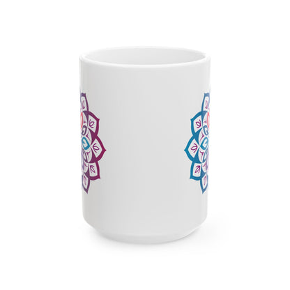 Mystic Aura Mandala Ceramic Mug | Blue Purple Boho Coffee Cup