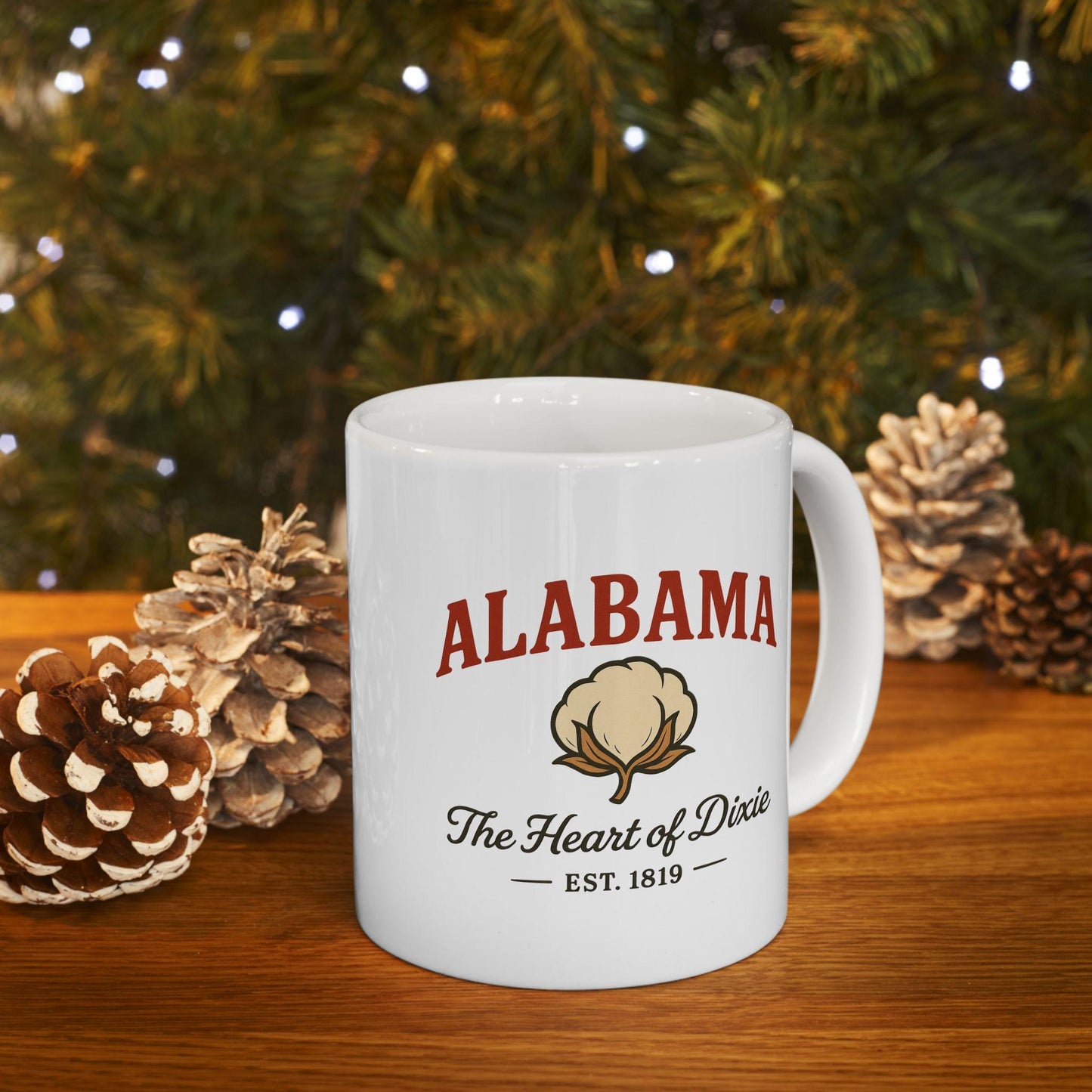 Alabama Heart of Dixie Mug | Vintage Cotton Ceramic Coffee Cup (15oz)
