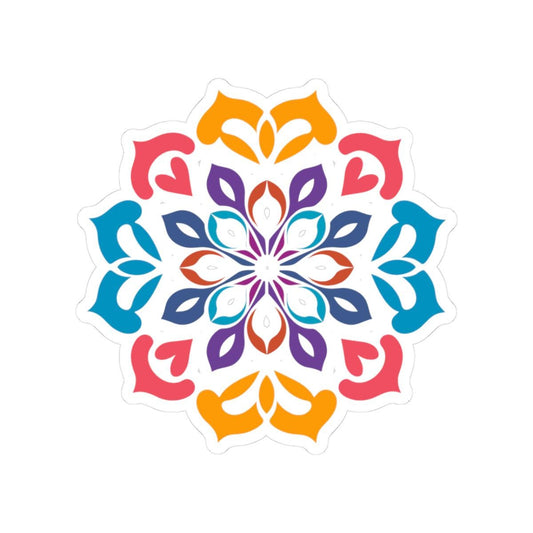 ColorFlow Mandala Sticker | Geometric Kaleidoscope Vinyl Decal, Boho Spiritual Decor
