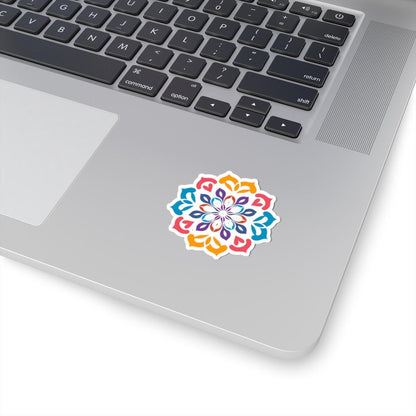ColorFlow Mandala Sticker | Geometric Kaleidoscope Vinyl Decal, Boho Spiritual Decor