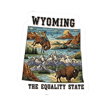 Wyoming Sticker Pack | Cowboy Bison Mountain Art, Equality State Vinyl (Glossy/Matte/Holographic)