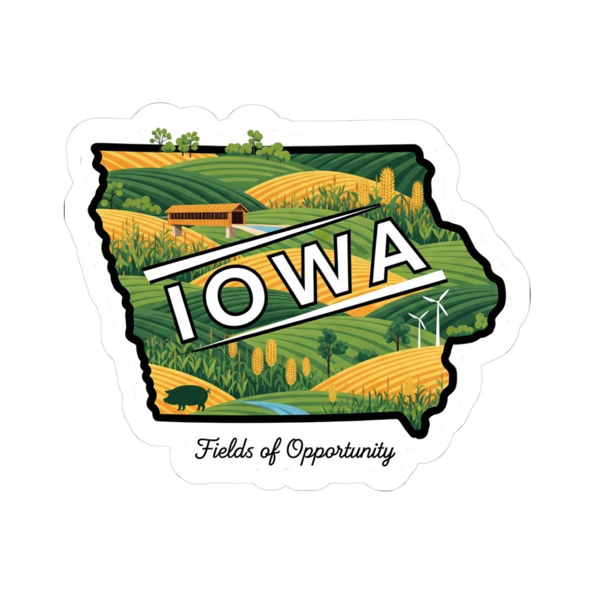 Iowa Fields of Opportunity Vinyl Sticker | Farm Landscape Decal (Waterproof)