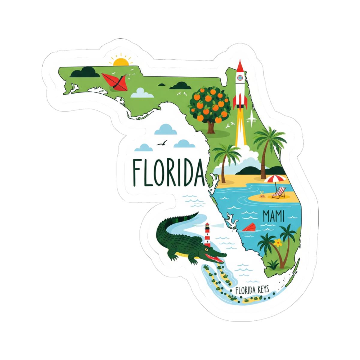 Florida State Vinyl Sticker | Waterproof Beach Art Decal (Made in USA)