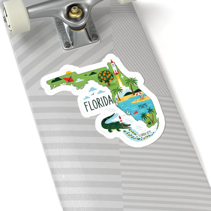 Florida State Vinyl Sticker | Waterproof Beach Art Decal (Made in USA)