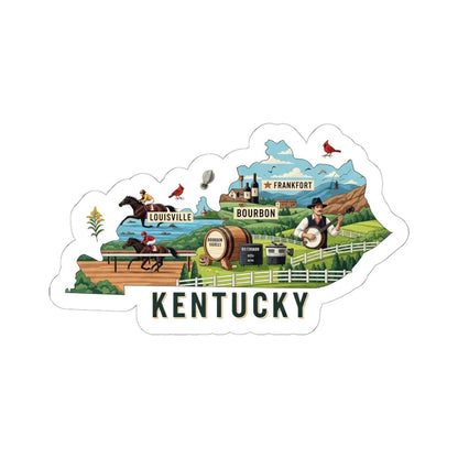 Kentucky State Vinyl Sticker | Horse Racing, Bourbon Art Decal (Waterproof)