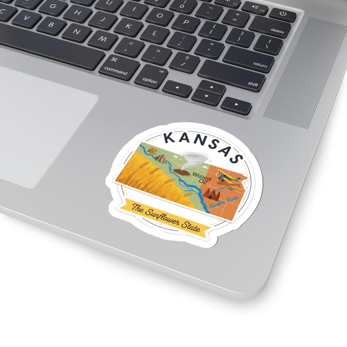 Kansas Sunflower State Sticker | Wizard Oz Art, Wheat, Tornado Decal (Waterproof)