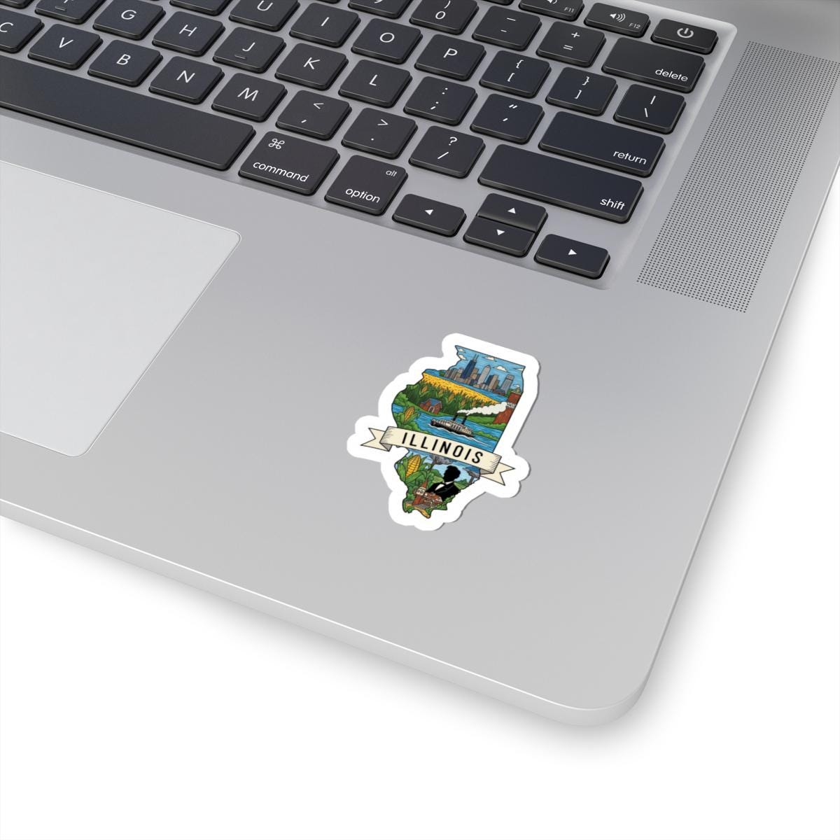 Illinois State Vinyl Sticker | Chicago Skyline, Cornfields, Riverboat Art (Waterproof)