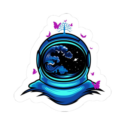 Astronaut Butterfly Sticker | Cosmic Ocean Wave Helmet Vinyl Decal