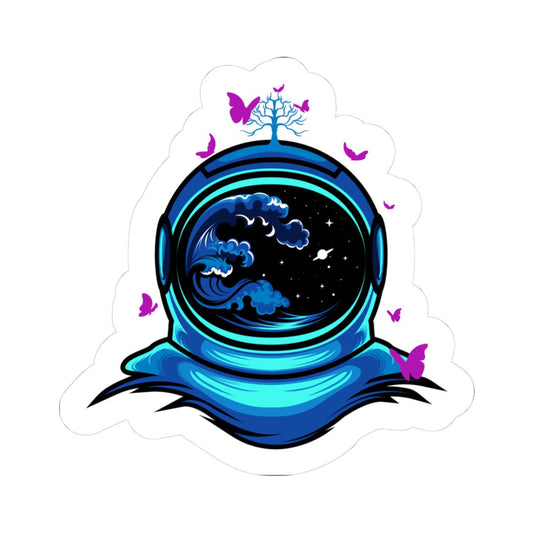Astronaut Butterfly Sticker | Cosmic Ocean Wave Helmet Vinyl Decal