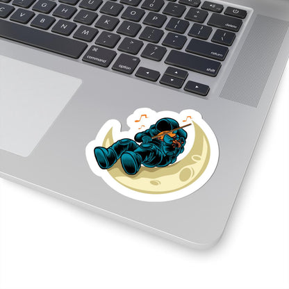 Astronaut Violinist Moon Sticker | Space Musician Vinyl Decal, Waterproof Art