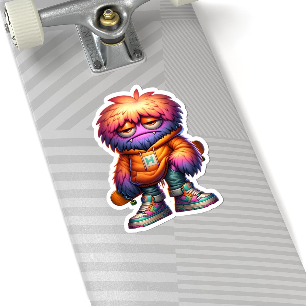 ColorFlow Skater Monster Sticker | Waterproof Vinyl Laptop Car Decor (Glossy)